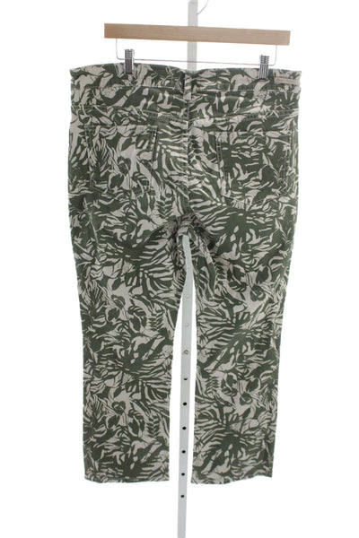 Pilcro Anthropologie Womens Bootcut Jeans Green Floral High-Rise Size 32