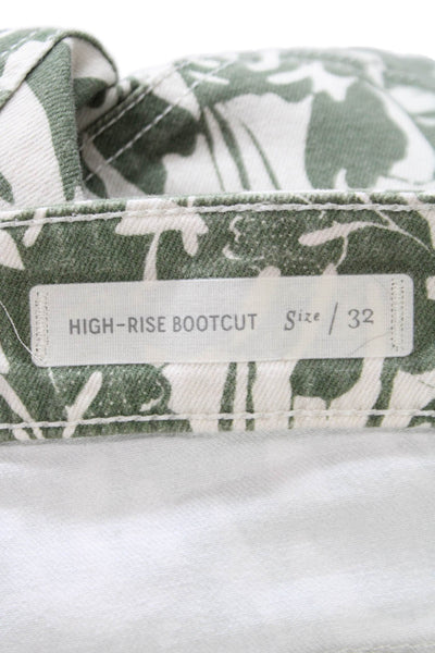 Pilcro Anthropologie Womens Bootcut Jeans Green Floral High-Rise Size 32
