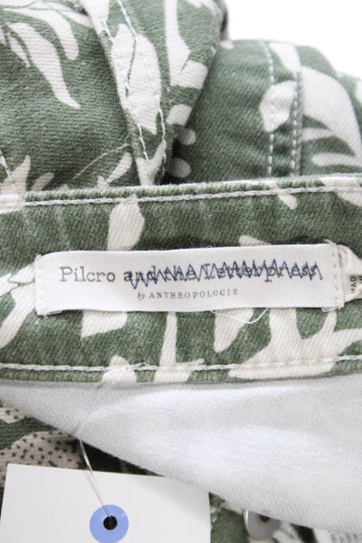 Pilcro Anthropologie Womens Bootcut Jeans Green Floral High-Rise Size 32