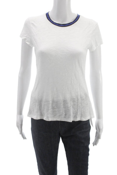 Goldie Women Basic T-Shirt White Pima Cotton Crew Neck Short Sleeve Size XS