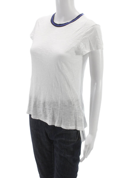 Goldie Women Basic T-Shirt White Pima Cotton Crew Neck Short Sleeve Size XS