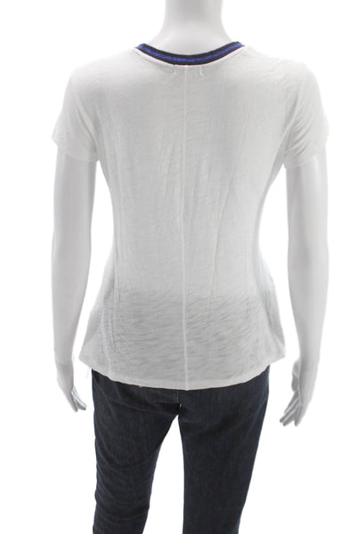 Goldie Women Basic T-Shirt White Pima Cotton Crew Neck Short Sleeve Size XS