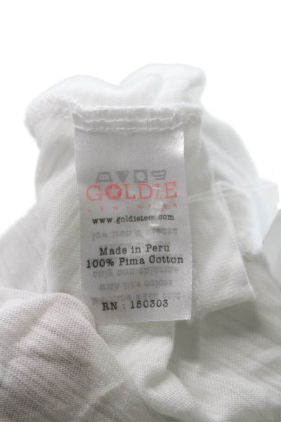 Goldie Women Basic T-Shirt White Pima Cotton Crew Neck Short Sleeve Size XS