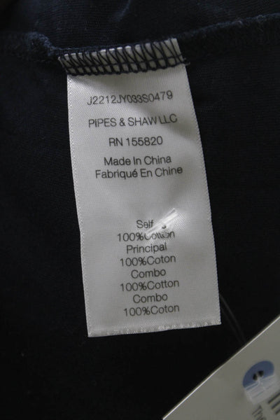 Veronica Beard Womens Blue Cotton Basic Blouse Round Neck Short Sleeve Size XS