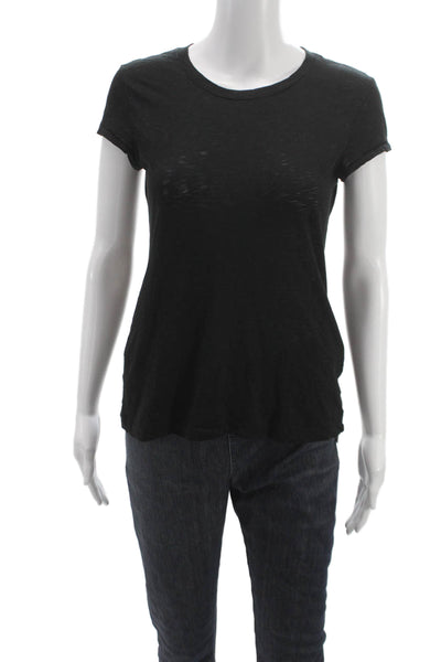 Rag & Bone Jean Womens Black Crew Neck Short Sleeve Cotton T-Shirt Size XS