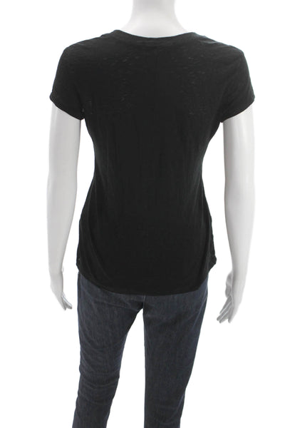 Rag & Bone Jean Womens Black Crew Neck Short Sleeve Cotton T-Shirt Size XS