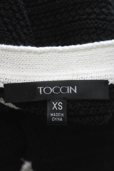 Toccin Womens Cardigan Black Round Neck Long Sleeve Mercerized Cotton Size XS