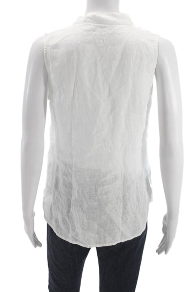 120% Lino Womens Linen Sleeveless V-Neck Button Front Basic Blouse Size 38