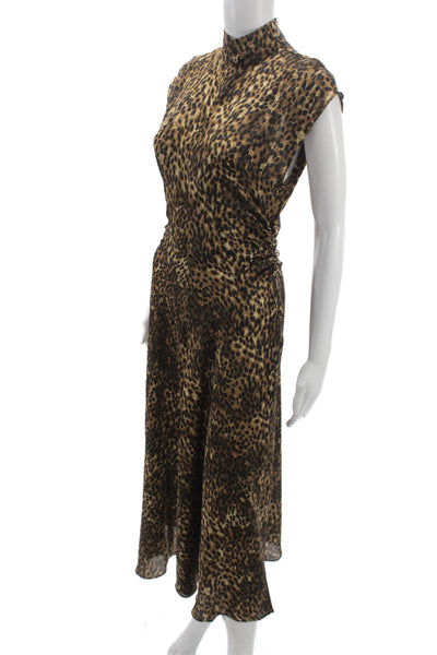 MNG Womens Sheath Dress Brown Polyester Mock Neck Sleeveless Full-Length Size 2