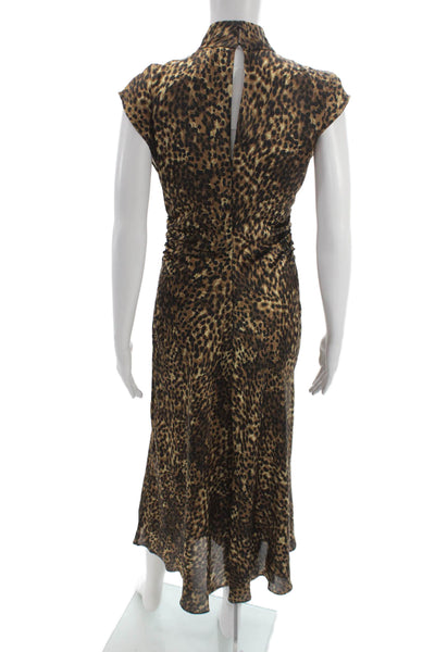MNG Womens Sheath Dress Brown Polyester Mock Neck Sleeveless Full-Length Size 2