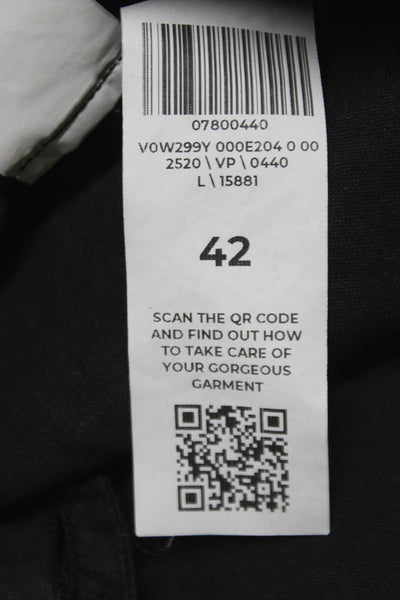 120% Lino Womens Cropped Pants Black Linen Cotton Zip Size 42