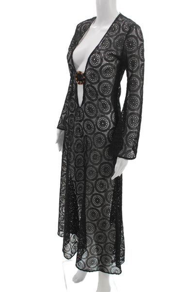 Dodo Bar Or Women Maxi Jumpsuit Black Lace V-Neck Size S