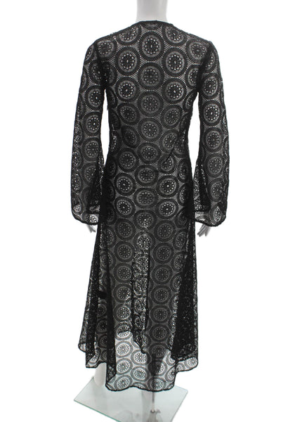 Dodo Bar Or Women Maxi Jumpsuit Black Lace V-Neck Size S