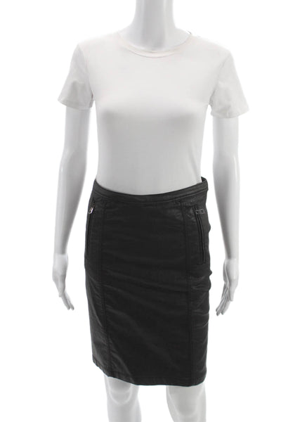 Burberry Brit Womens Straight Pencil Skirt Black Cotton Knee Length Zip Size 8