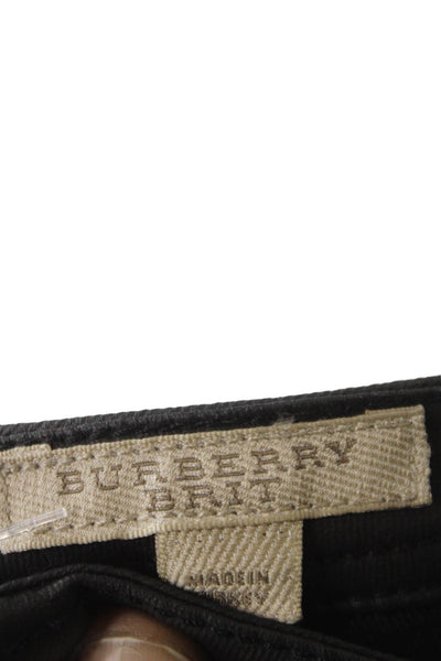 Burberry Brit Womens Straight Pencil Skirt Black Cotton Knee Length Zip Size 8