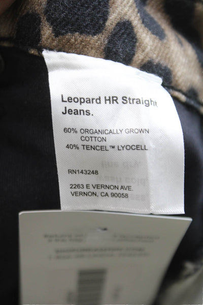 Reformation Women Straight Jeans Beige Animal Print Button Cotton Blend Size 25