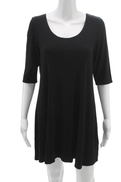 Eileen Fisher Womens Black Trapeze Swing Dress 3/4 Sleeve Size M