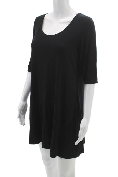 Eileen Fisher Womens Black Trapeze Swing Dress 3/4 Sleeve Size M