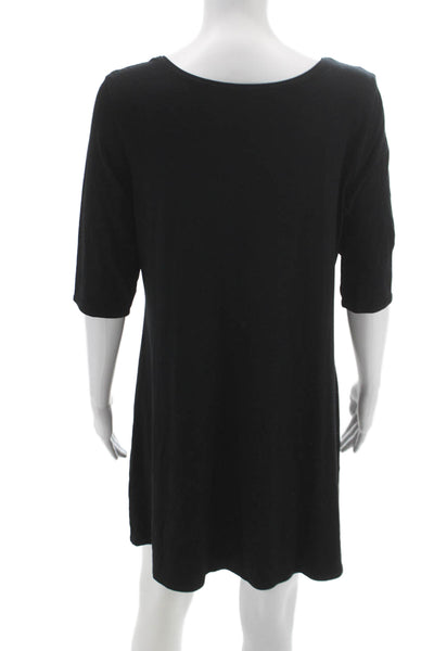 Eileen Fisher Womens Black Trapeze Swing Dress 3/4 Sleeve Size M