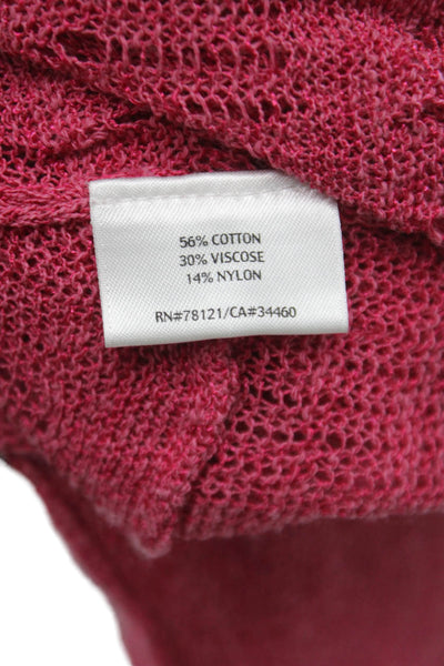 Eileen Fisher Women Cardigan V Neck Long Sleeve Pink Cotton Size S