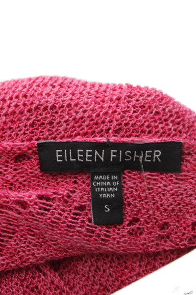 Eileen Fisher Women Cardigan V Neck Long Sleeve Pink Cotton Size S