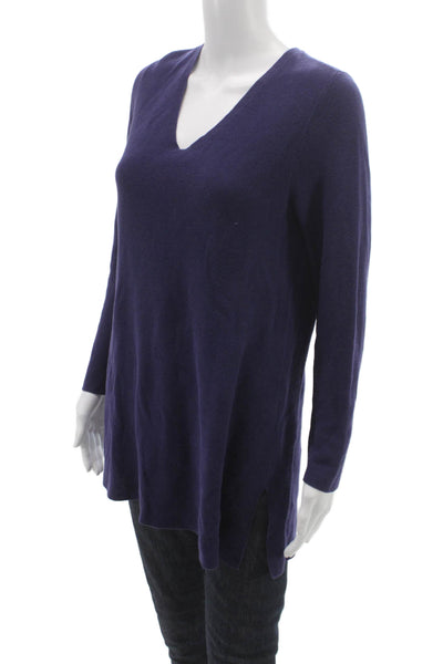 Eileen Fisher Womens Tunic Purple V-Neck Long Sleeve Cotton Petite Size S