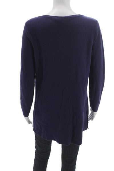 Eileen Fisher Womens Tunic Purple V-Neck Long Sleeve Cotton Petite Size S