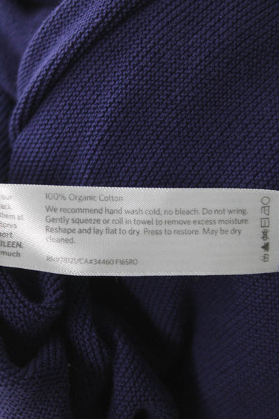 Eileen Fisher Womens Tunic Purple V-Neck Long Sleeve Cotton Petite Size S