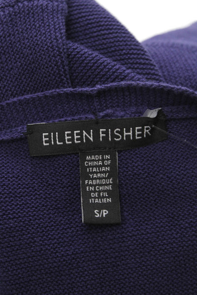Eileen Fisher Womens Tunic Purple V-Neck Long Sleeve Cotton Petite Size S