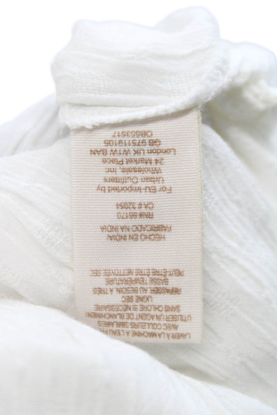 Free People Womens White V-Neck Rayon Button Long Sleeve Blouse Size S