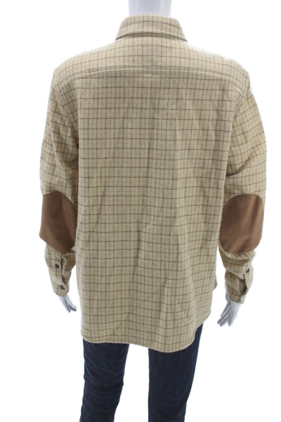 Lauren Ralph Lauren Women Beige Plaid Wool Button-Up Long Sleeve Size L