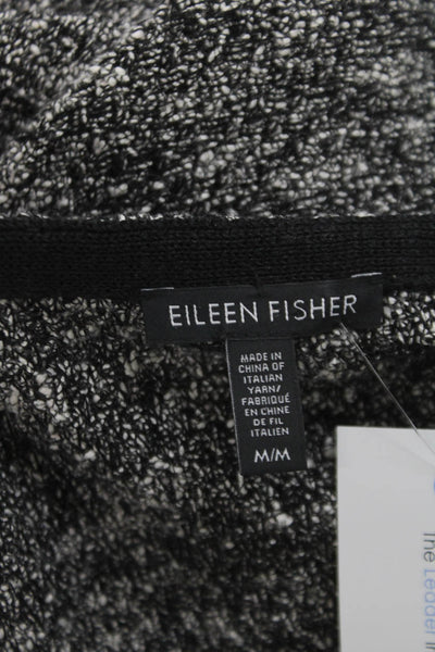 Eileen Fisher Womens Basic Jacket Black Tweed Round Neck Long Sleeve Size M