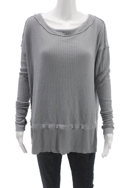 We The Free Womens Tunic T-Shirt Gray Long Sleeve Round Neck Size XS