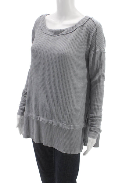 We The Free Womens Tunic T-Shirt Gray Long Sleeve Round Neck Size XS