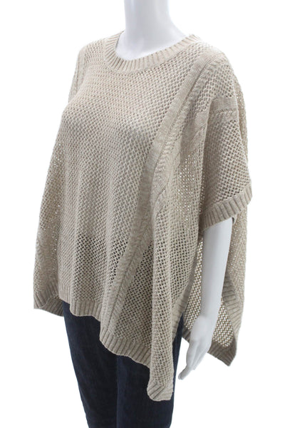 J. Mclaughlin Womens Beige Cotton Pullover Sweater Short Sleeve Size One Size
