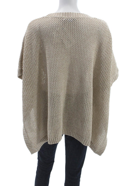 J. Mclaughlin Womens Beige Cotton Pullover Sweater Short Sleeve Size One Size
