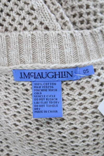 J. Mclaughlin Womens Beige Cotton Pullover Sweater Short Sleeve Size One Size