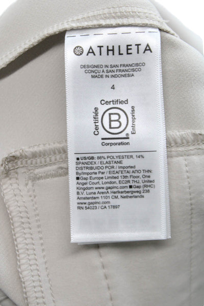 Athleta Womens Beige Ankle Pants Polyester Pull On Size 4