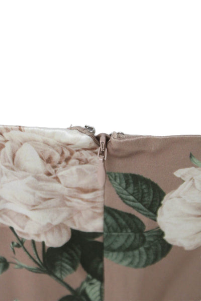 Cami NYC Women Beige Floral Square Neck Tank Acetate Zip Sleeveless Size 2XS