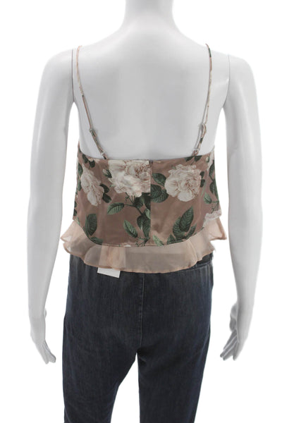 Cami NYC Womens Beige Floral Acetate Square Neck Tank Top Size XS