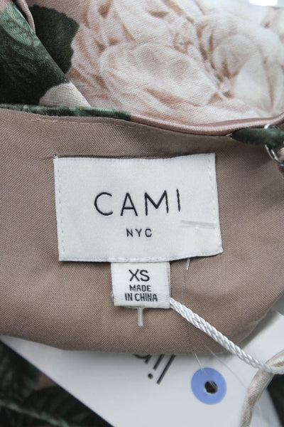 Cami NYC Womens Beige Floral Acetate Square Neck Tank Top Size XS