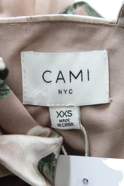 Cami NYC Women Floral Acetate Square Neck Tank Beige Sleeveless Size 2XS