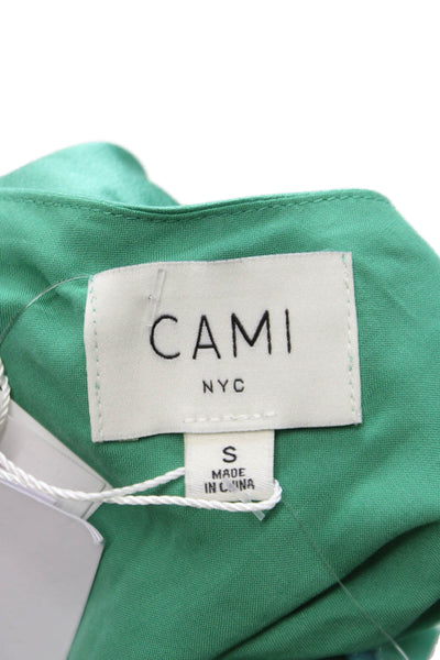 Cami NYC Women Silk Cowl Neck Camisole Green Sleeveless Solid Size S