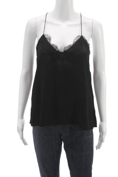 Cami NYC Women Silk V-Neck Tank Black Sleeveless Size M
