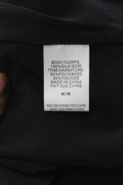 Cami NYC Women Silk V-Neck Tank Black Sleeveless Size M