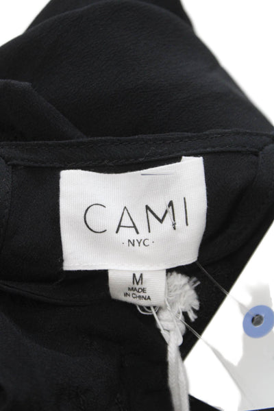 Cami NYC Women Silk V-Neck Tank Black Sleeveless Size M