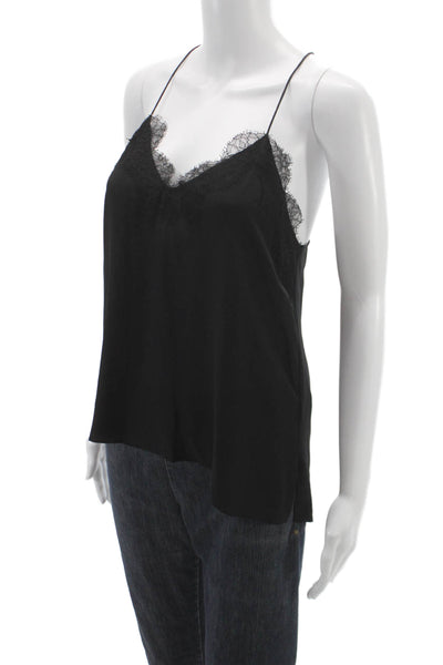 Cami NYC Womens Silk V Neck Sleeveless Tank Black Size XS