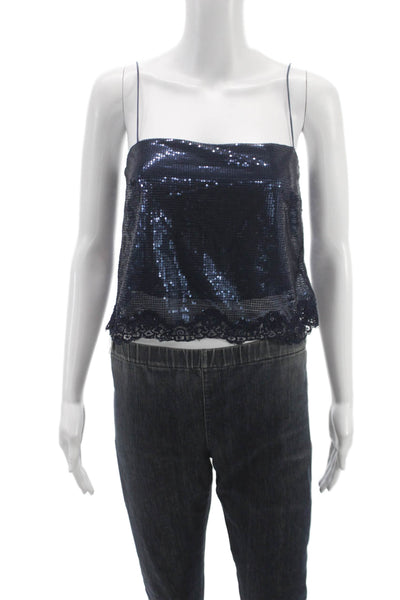Cami NYC Womens Camisole Square Neck Sleeveless Blue Polyester Zip Size 2XS
