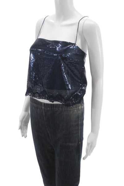 Cami NYC Womens Camisole Square Neck Sleeveless Blue Polyester Zip Size 2XS