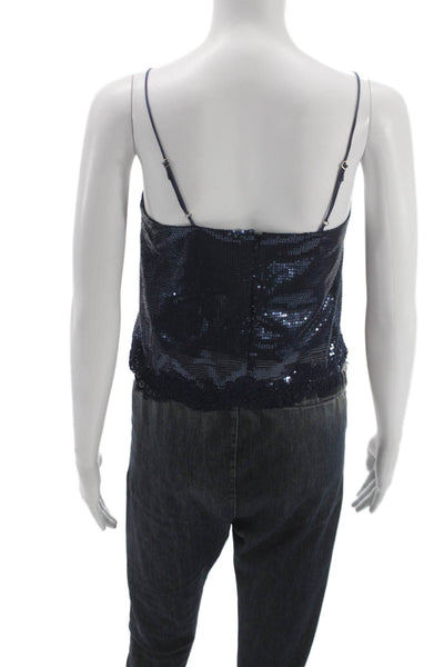 Cami NYC Womens Camisole Square Neck Sleeveless Blue Polyester Zip Size 2XS